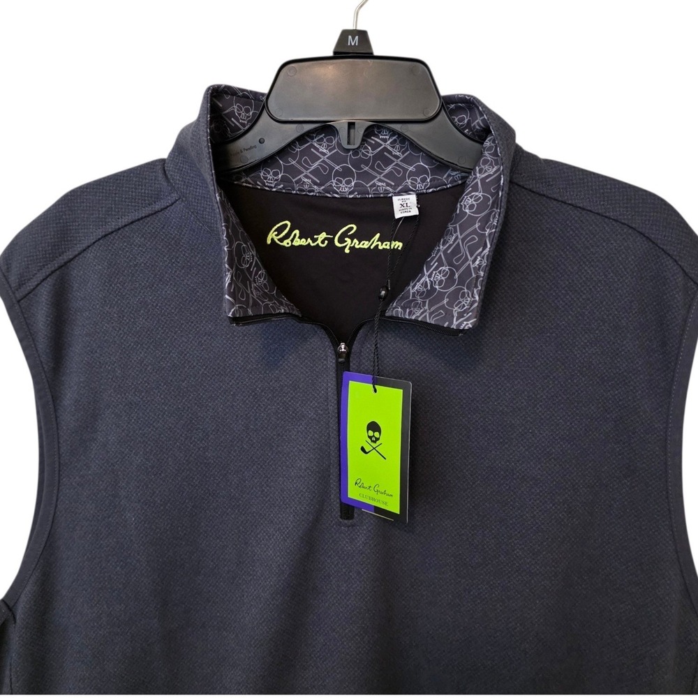 Robert Graham Iron Skull 3XL Charcoal 1/4 Zip  Golf Vest‎ Clubhouse NWT $188